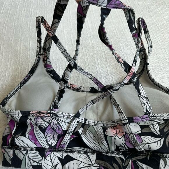 GAIAM Athletic Yoga Top Black Floral Animal Print Sports Bra SZ S - Picture 5 of 8